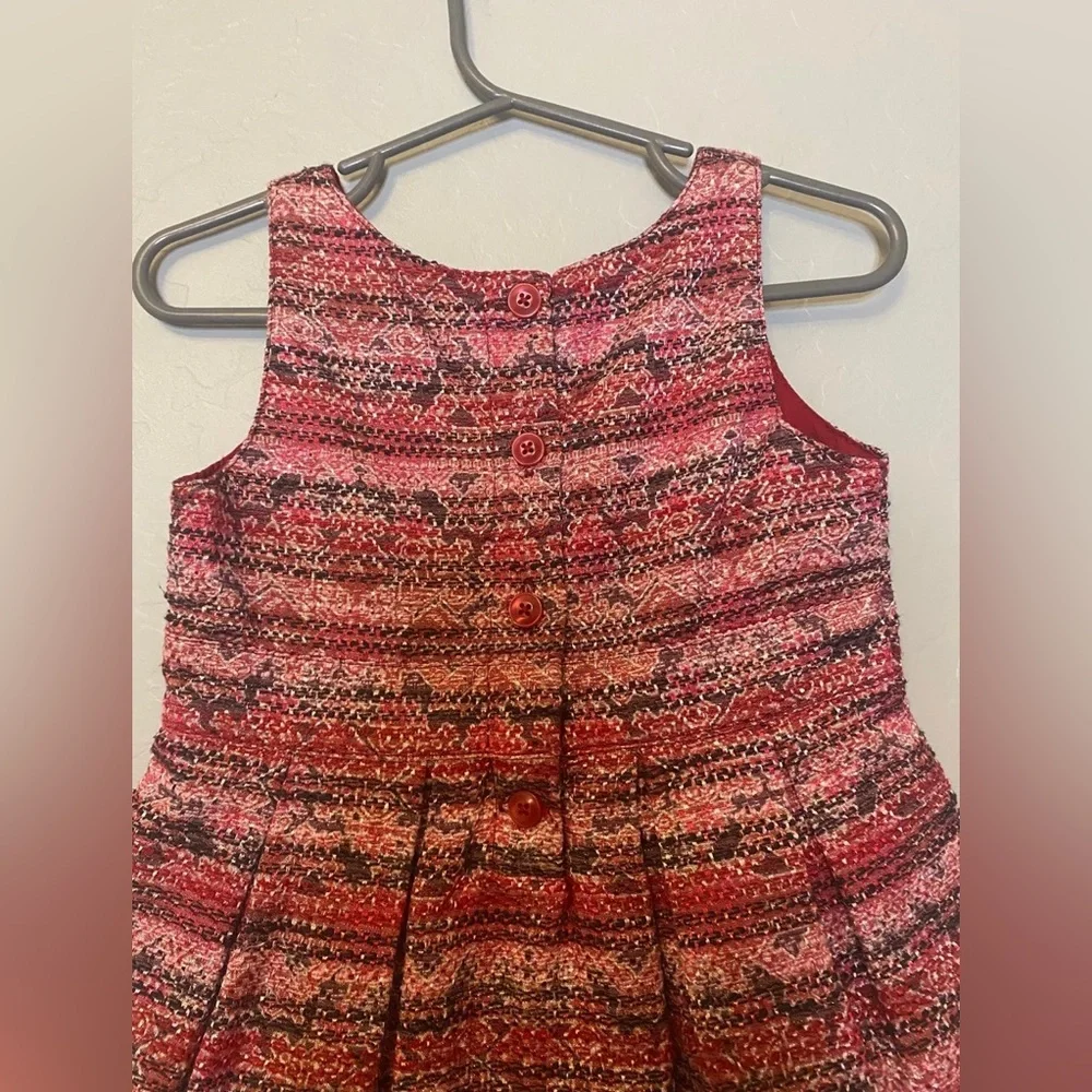 Genuine kids pink, black and red sleeveless tweed dress 2T